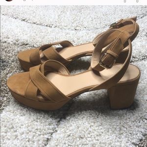 J. Crew Criss cross suede tan platform sandal
